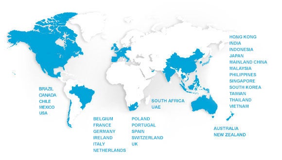 country map countries that Robert Walters operates in
